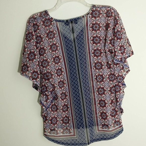 INC International concepts Boho Flutter sleeve v-neck multicolor layering top PM - Picture 5 of 8